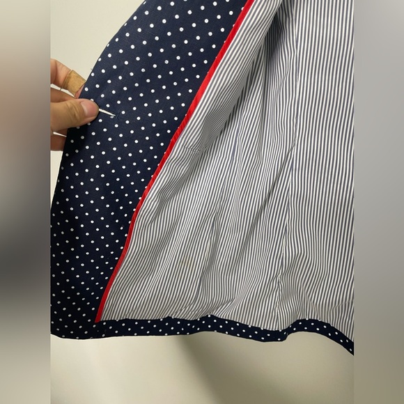 J. Crew Pure Linen Regent Career Blazer in Navy Polka Dots Office Business Sz 00 - Picture 6 of 12
